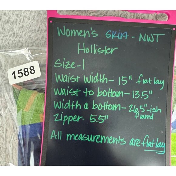 Hollister Womens Plaid Mini Skirt Green/Blue Sz 1 Preppy CottonBlend Lightweight - Picture 14 of 15